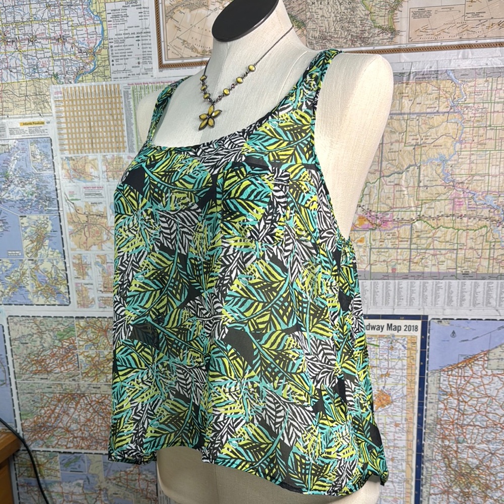 Aeropostale Tropical Leaf Print Sheer Women's Tank Top